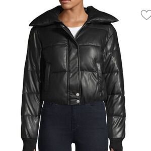 BCBGMAXAZRIA Cropped Faux Leather Puffer, Medium